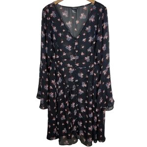 NWOT Torrid Black Floral Semi-Sheer Mini/Midi Dress